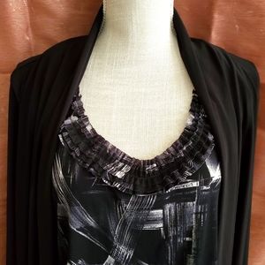 40% OFF❄️Beautiful Abstract Paint Brush Pattern Ruffle Scoop neck blouse, 2X